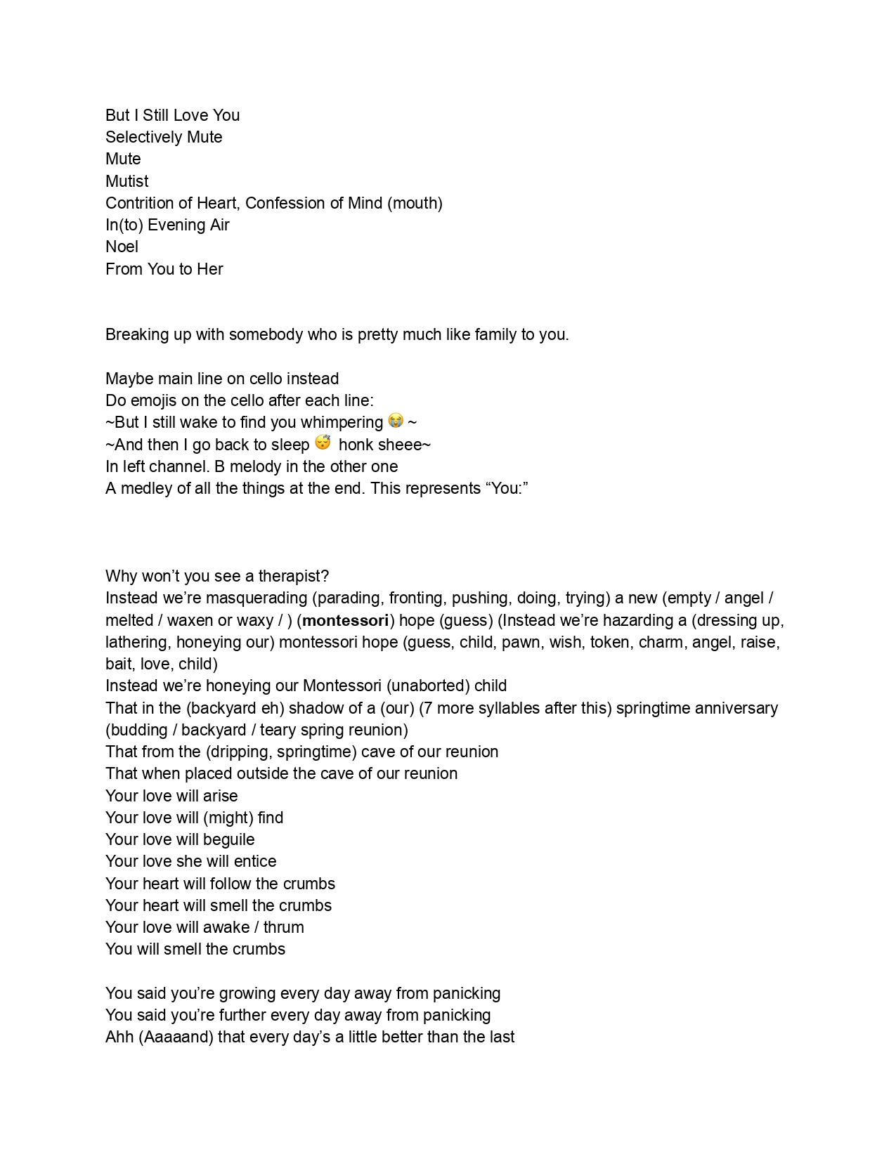 Nightlight Lyrics Sheet 1